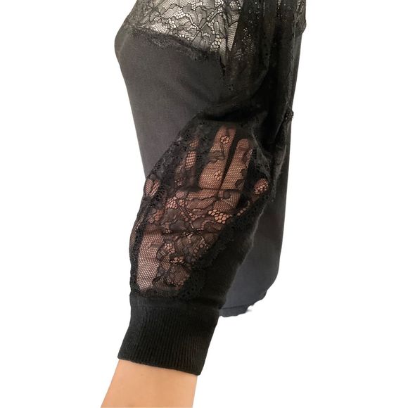 Roz & Ali Lace Black Lace top with sweater bottom - Picture 4 of 9